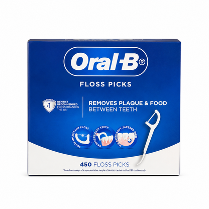 Oral-B Floss Picks 450 Pack Dental Floss Picks Removes Plaque and Food Between Teeth
