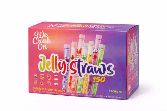 Jelly Straws 150 pack assorted fruity jelly tubes bulk box