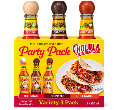 CHOLULA
HOT SAUCE PARTY PACK
3X150ML