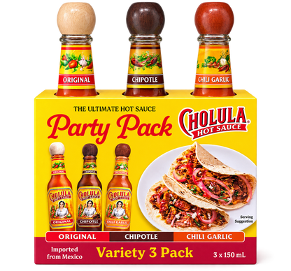 CHOLULA
HOT SAUCE PARTY PACK
3X150ML
