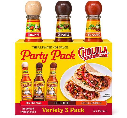 CHOLULA
HOT SAUCE PARTY PACK
3X150ML