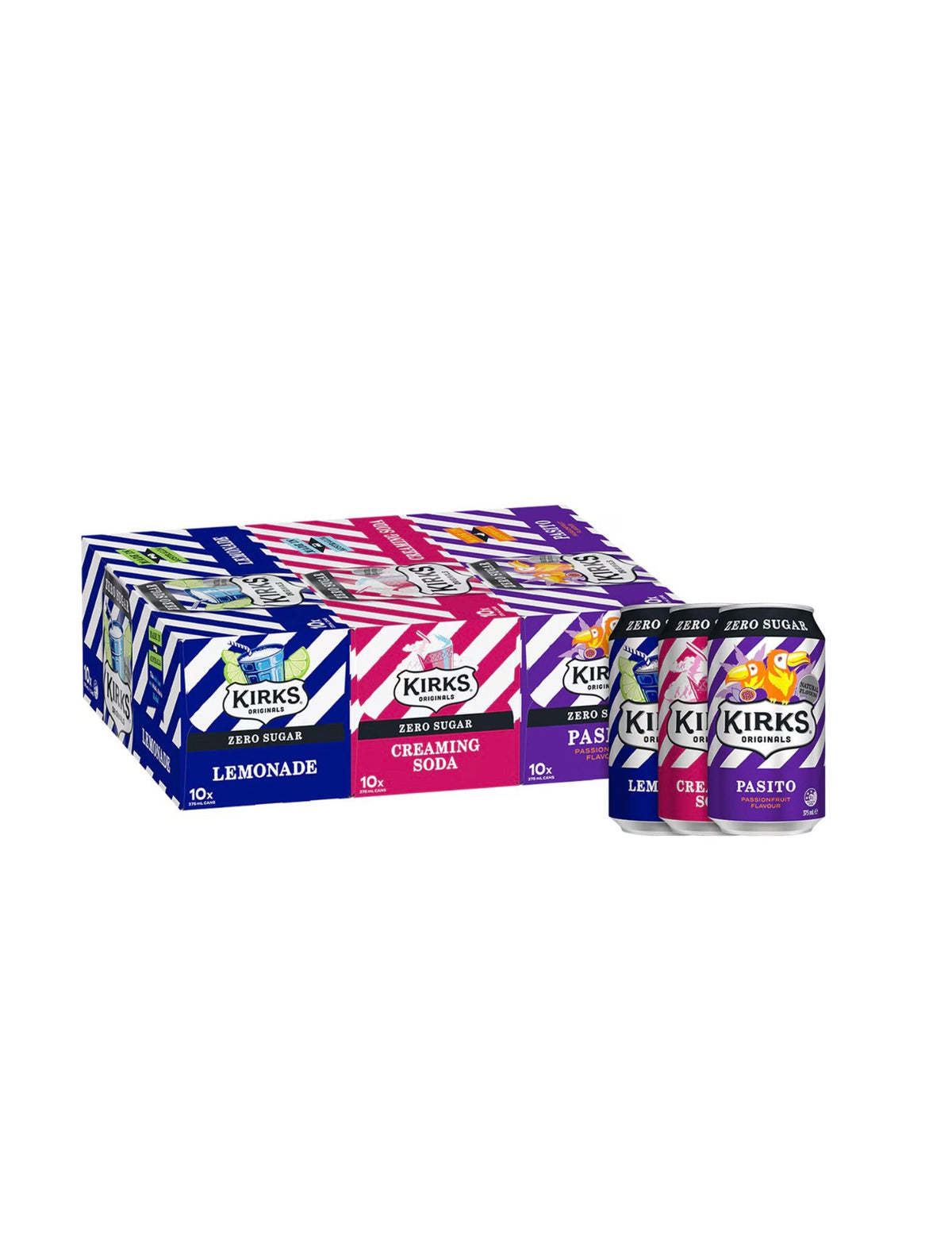 Kirks Mixed Flavour Sugar Free Soft Drink 375 ml x 30 pk