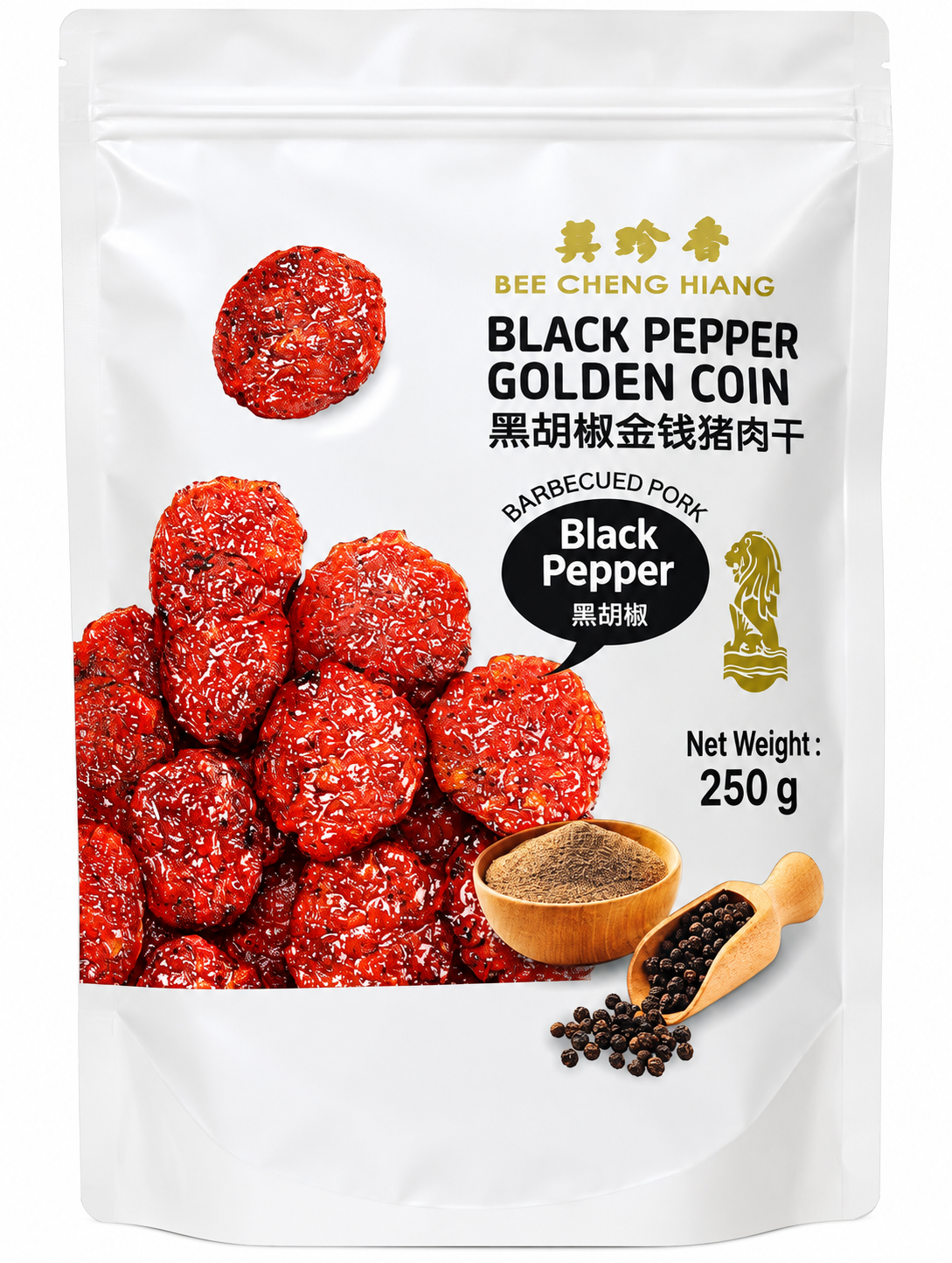 Bee Cheng Hiang Golden Coin Black Pepper Pork Jerky 250g