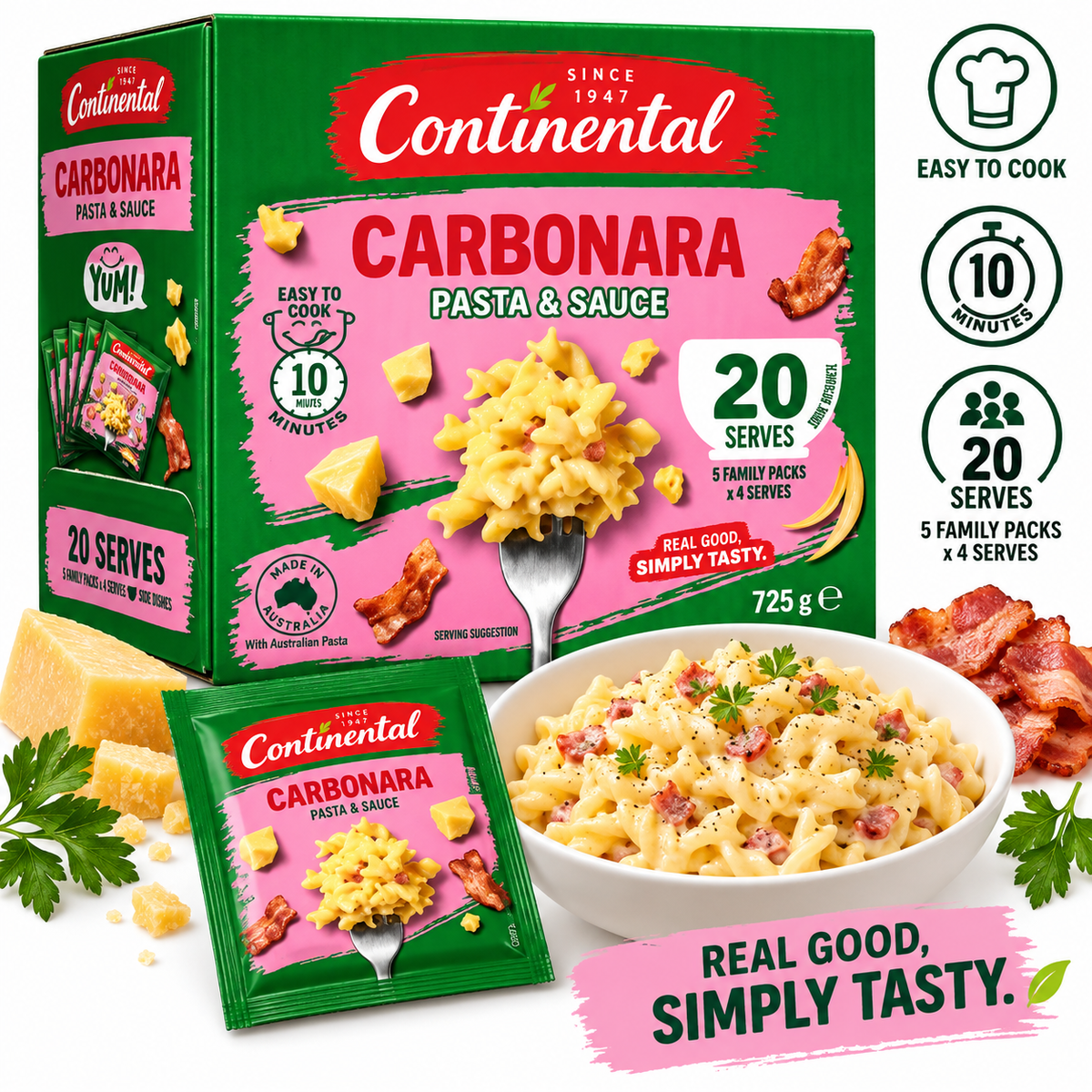 CONTINENTAL CREAMY BACON CARBONARA 5X145G