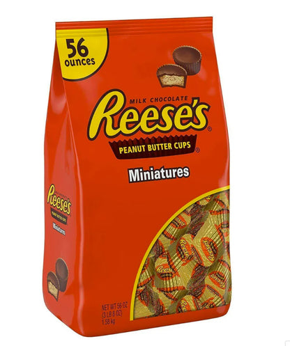 Reeses miniature peanut butter cups bulk bag 1.58kg orange packaging front view
