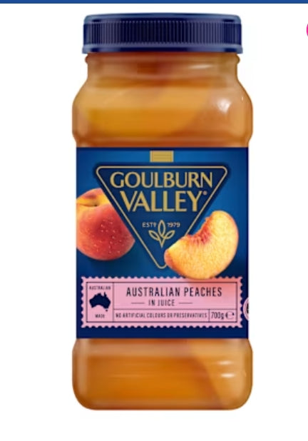 Goulburn Valley Packaged
Fruit Peach Sliced In Juice
700g X 6