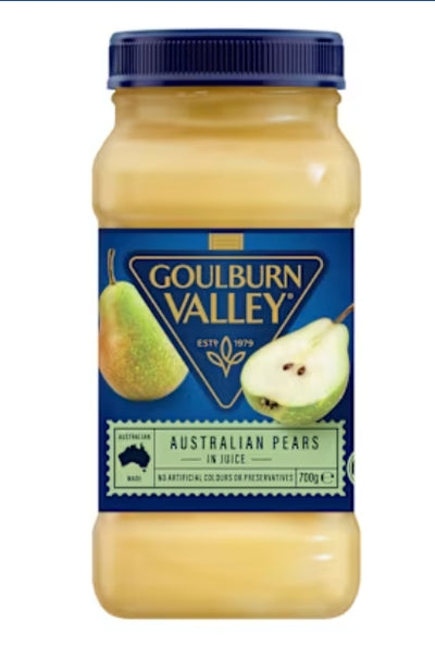 Goulburn Valley Packaged
Fruit Pears 700g X6