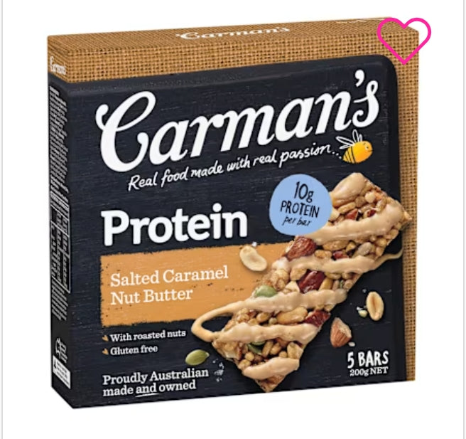Carmans Protein Bars Salted
Caramel Nut Butter 200g X6