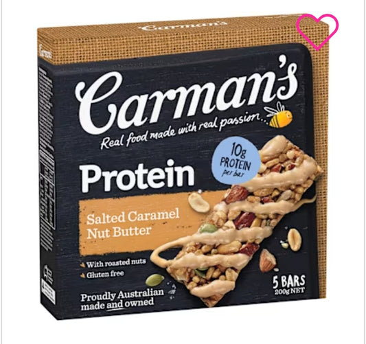 Carmans Protein Bars Salted
Caramel Nut Butter 200g X6