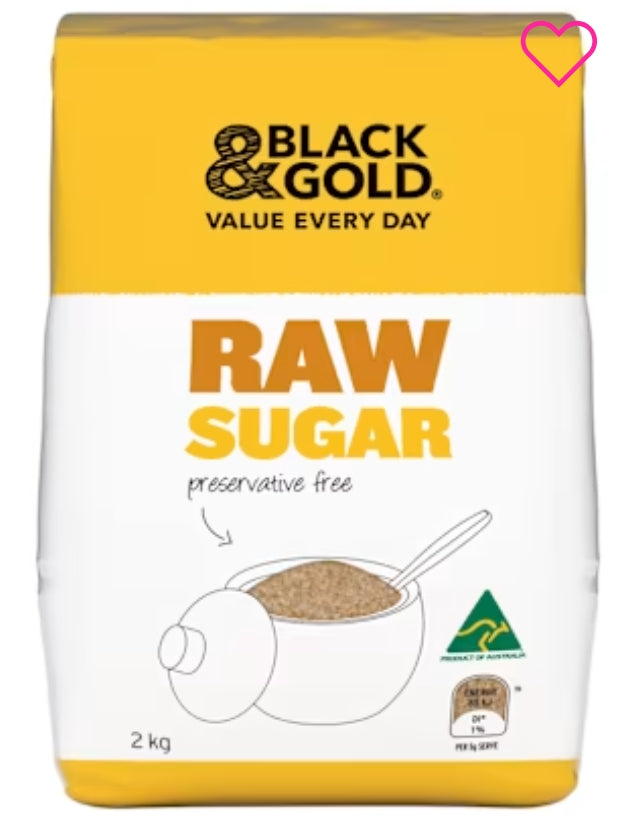 Black & Gold Raw Sugar 2kg
X6