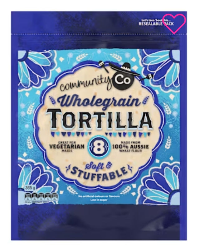 Comm Co Tortillas
Wholegrain 350g