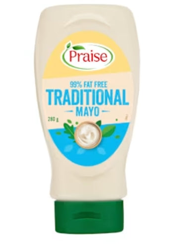 Praise Mayonnaise
Traditional 99% Fat Free
Squeeze 280 G