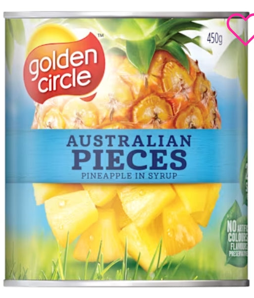 Golden Circle Australian
Pineapple Pieces ln Syrup
450g × 12