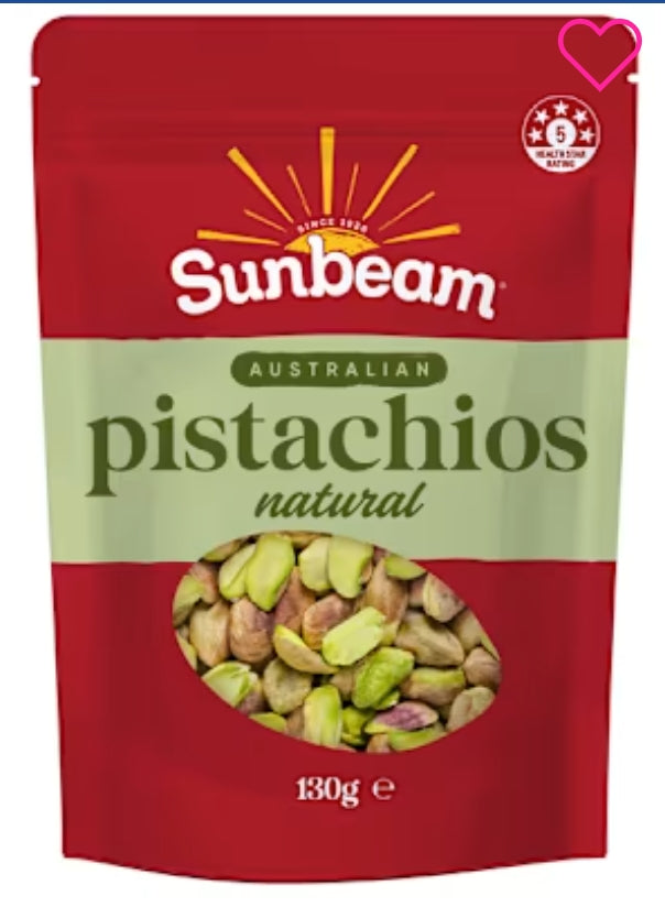 Sunbeam Nuts Australian
Natural Pistachios 130g X6