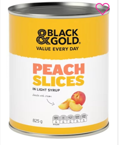 Black & gold Peach Slice Light syrp
825gm × 12