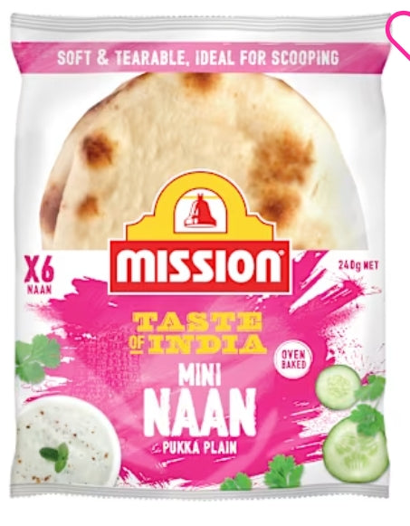 Mission Mini Naan Bread
Plain 24Og X 6