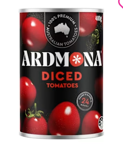 Ardmona Canned Tomatoes
Tomato Chopped No Added
Sugar 400g X 12
