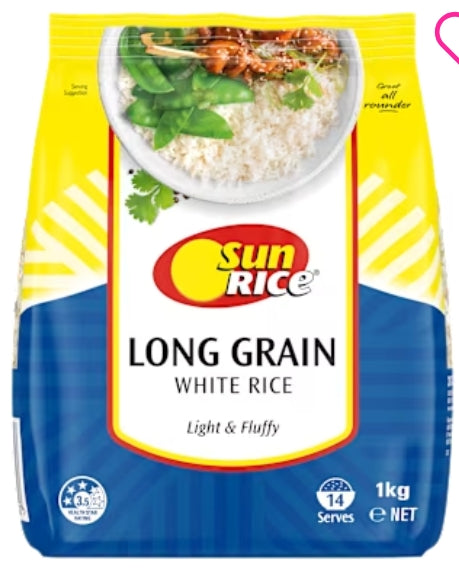 Sunrice Premium White Long Grain
Rice 1kg X 12