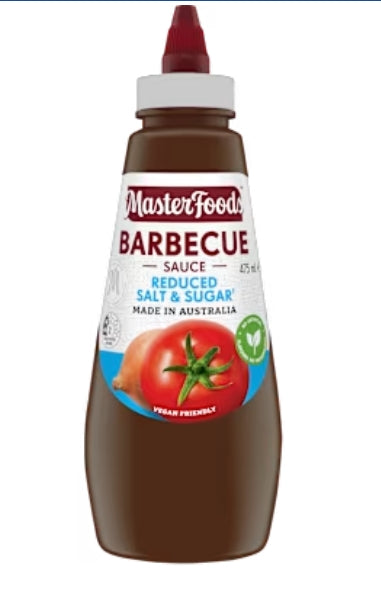 Masterfoods Sauce
Barbeque Reduced Salt And
Sugar 475ml