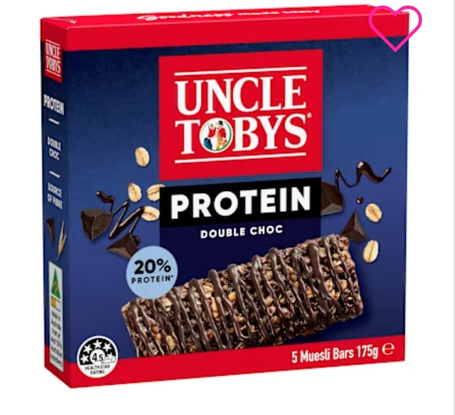 Uncle Tobys Nutritious
Snacks Protein Bar Double
Choc 8x175g