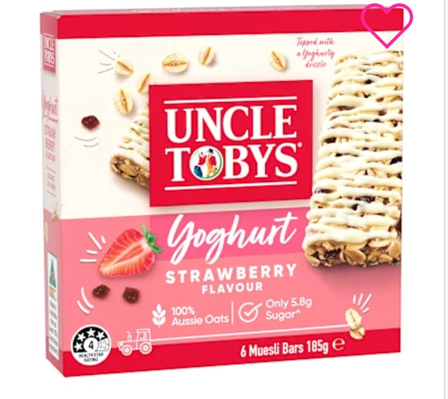 Uncle Tobys Muesli Bar
Muesli Bars Strawberry
Yogurt 10x185g