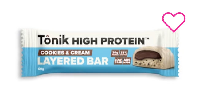 Tonik Nutrition High Protein
Bar Cookies & Cream 60g X
12