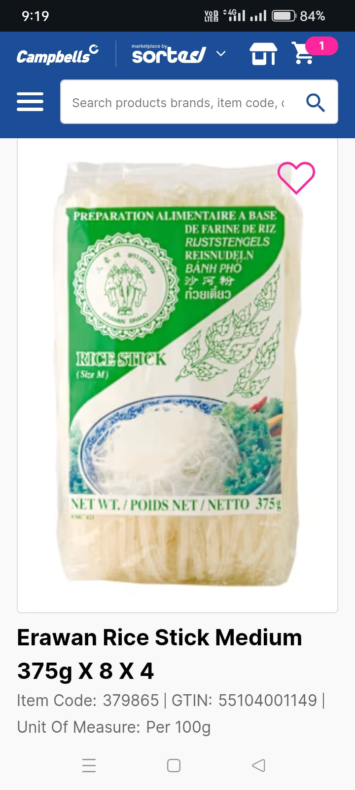 Erawan Rice Stick Medium
375g X 8