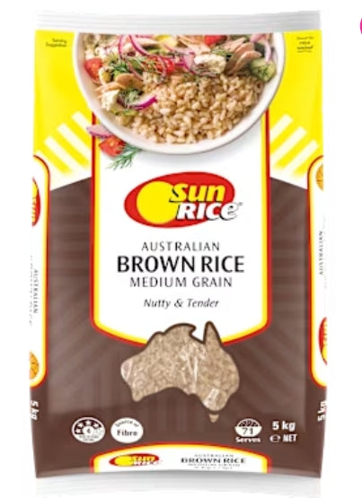 Sunrice Mediumn Grain Brown
Rice 5kg