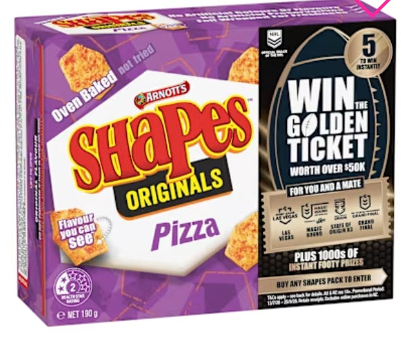 Arnotts Shapes Snacks
Original Pizza 19Og