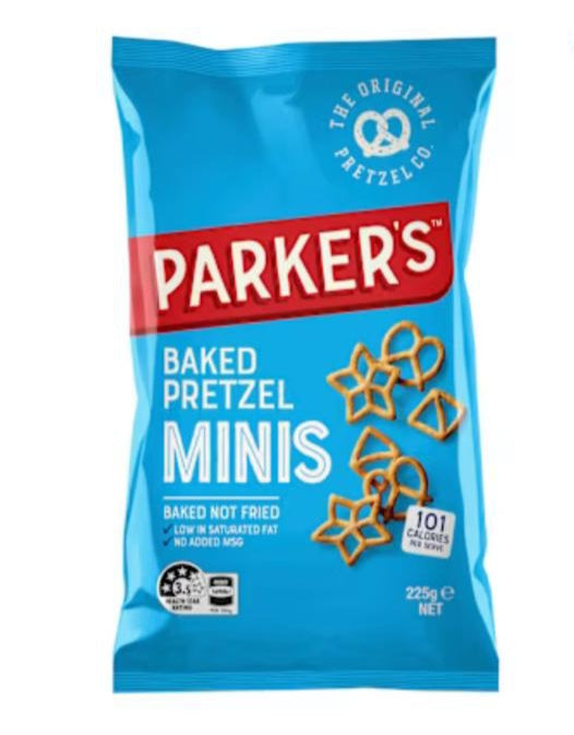 Parkers Mini Pretzels Wheat Snacks
Baked Wheat 12X 225 G