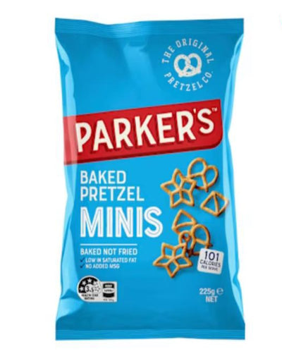 Parkers Mini Pretzels Wheat Snacks
Baked Wheat 12X 225 G