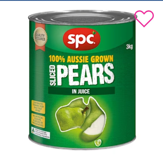 Spc Pear Sliced Nat Juice 3kg
