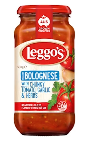 Leggos Pasta Sauce
Bolognese 6x500g