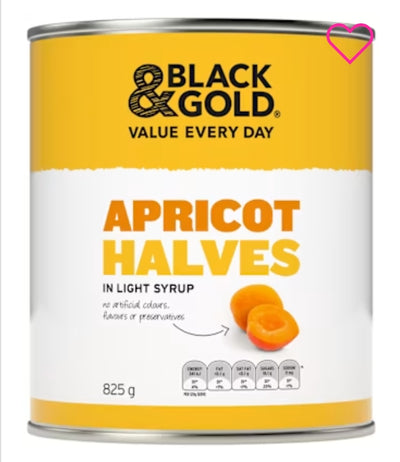 Black & gold Apricot Hlves 825gm × 12